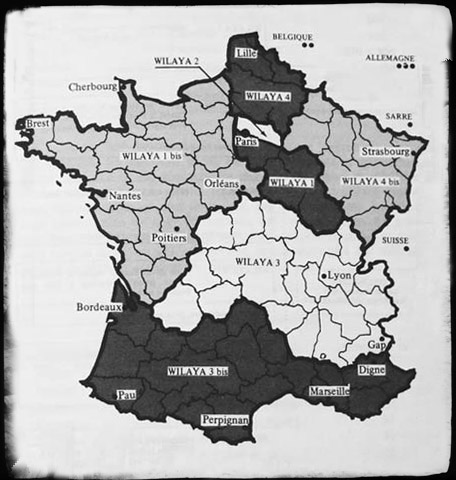 Carte des Wilayas de France en 1961 - La 7ème Wilaya-Ali Haroun
