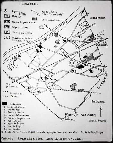 Carte des Bidonvilles De Nanterre - B.I.U.B Mémoire de Bernard Brey